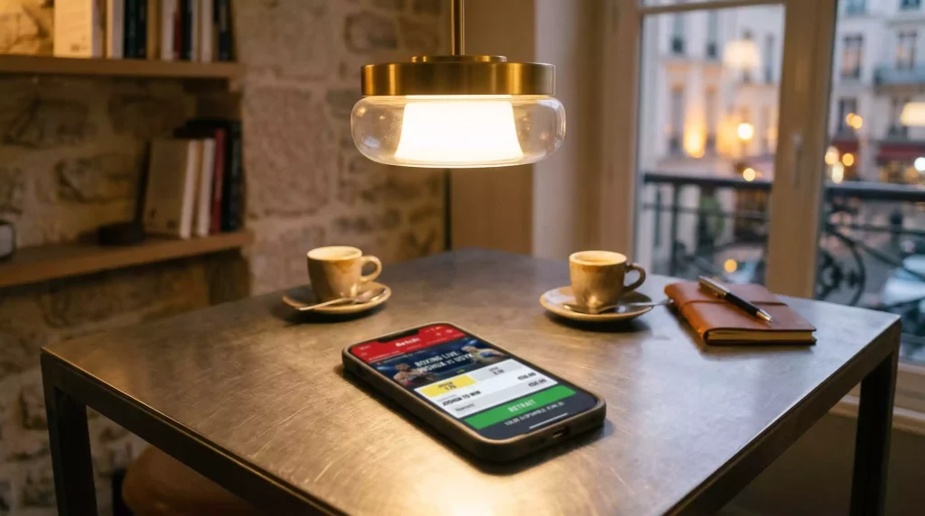 Smartphone affichant une option de cash-out sur un pari de boxe en direct